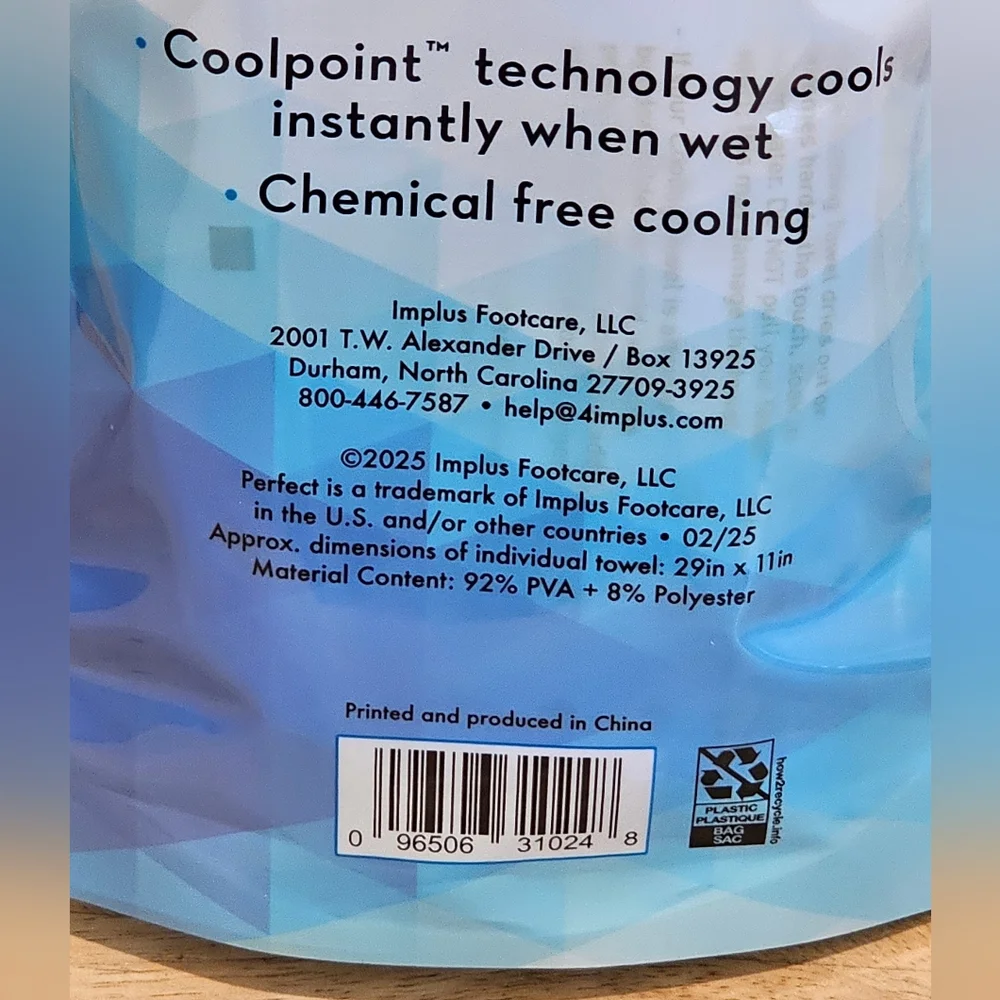 NWT Perfect Fitness Cooling Towel - Stay Cool for Hours - Blue